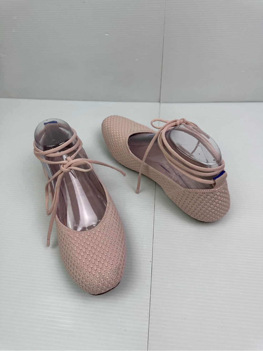 Rothy’s The Square Wrap Ankle Lace Up Ribbed Ballet Flats Women’s W8 Shoes Pink - Picture 10 of 14